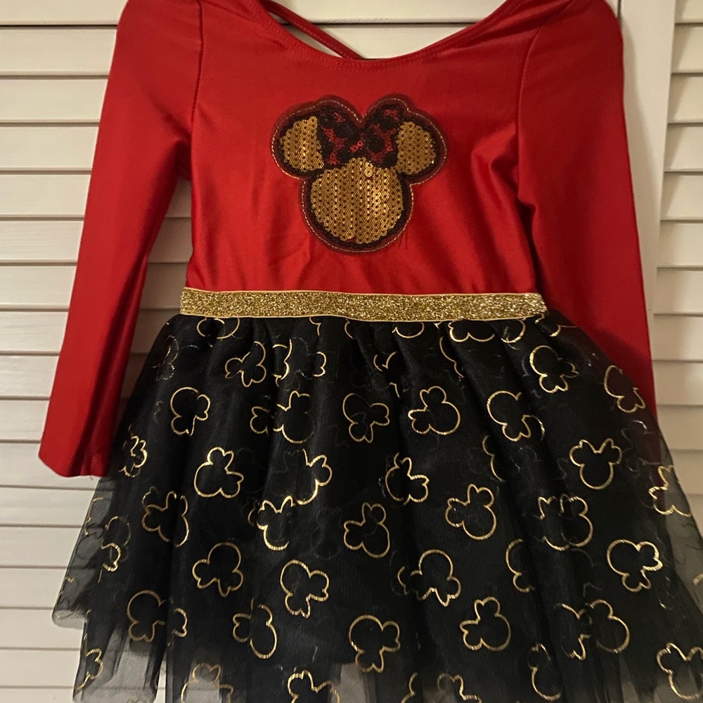 NWT Disney Red and Black Minnie Mouse Skater Tutu Dress & Leggings